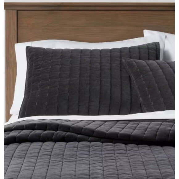 Standard Channel Stitch Velvet Quilt Sham Dark Gray - Threshold - Picture 2 of 6